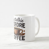 No Talkie Before Coffee – Funny Retro Coffee Lover コーヒーマグカップ (正面右)