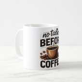 No Talkie Before Coffee – Funny Retro Coffee Lover コーヒーマグカップ (正面左)