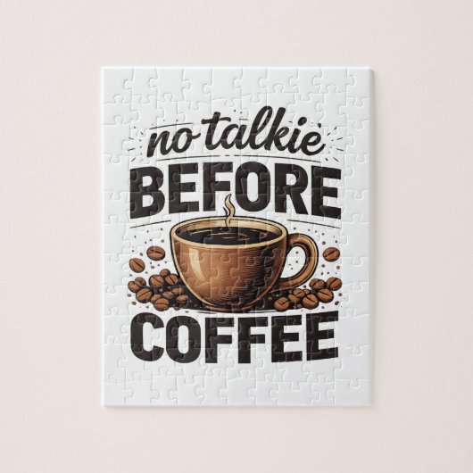 No Talkie Before Coffee – Funny Retro Coffee Lover ジグソーパズル (縦)