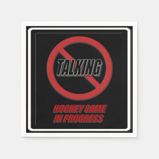 No Talking Hockeyゲーム進行中紙ナプキンス スタンダードカクテルナプキン (正面)