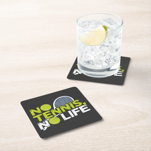 No Tennis, No Life – Design Sportif et Dynamique スクエアペーパーコースター (インサイチュ)