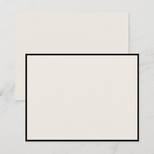 No text, Black Border, Ivory Modern Note Card 招待状 (正面/裏面)