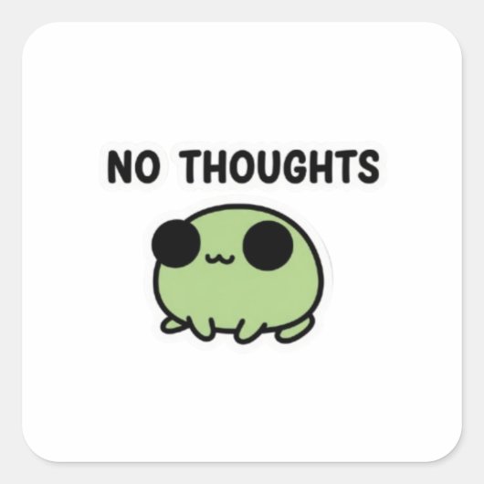 No Thoughts Frog Sticker Cute Empty Mind Frog Mini スクエアシール (正面)