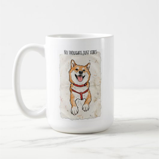 No Thoughts, Just Vibes Shiba Inu Mug | ADHD Brain コーヒーマグカップ (左)