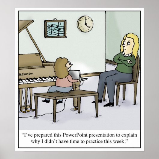 No Time to Practice Piano Lesson Cartoon ポスター (正面)