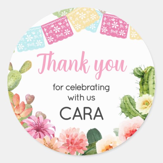 No Time to Siesta Fiesta誕生日パーティー ラウンドシール (正面)