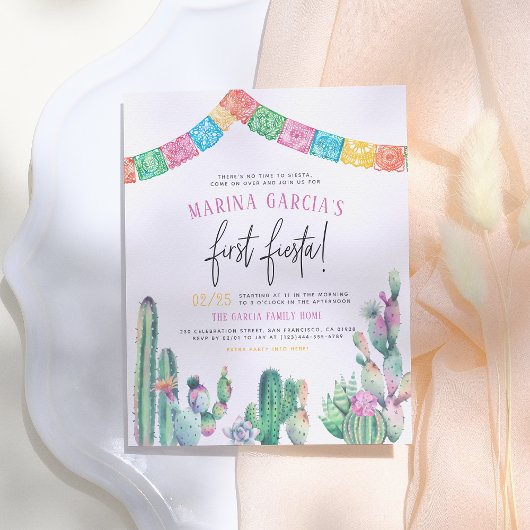 No Time To Siesta First Fiesta Girl Birthday Party ポストカード