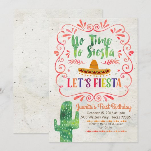 No Time to Siesta, Let's Fiesta招待状 招待状 (正面/裏面)