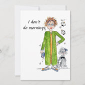 No to Morningsおもしろい引用文緑の水色 招待状 (正面)