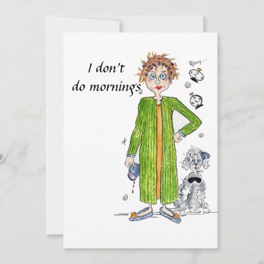 No to Morningsおもしろい引用文緑の水色 招待状 (正面)