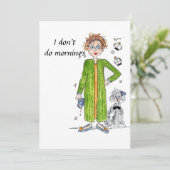 No to Morningsおもしろい引用文緑の水色 招待状 (スタンド正面)