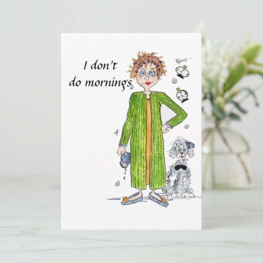 No to Morningsおもしろい引用文緑の水色 招待状 (スタンド正面)