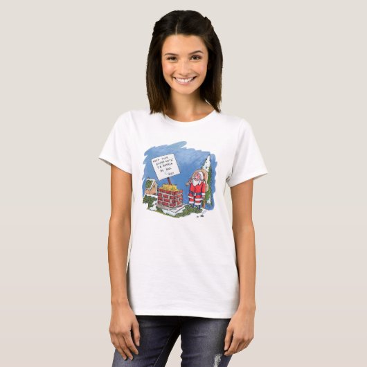 No To Santa女性白Tシャツ Tシャツ (正面フル)