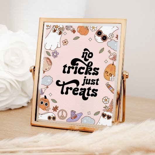 No Tricks Justトリートメント幽霊ハロウィーン誕生日 ポスター