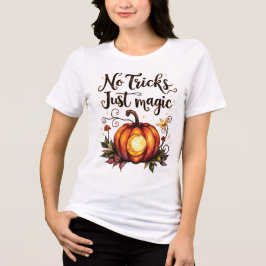 No Tricks Just Magic Halloween Pumpkin Design トライブレンドTシャツ