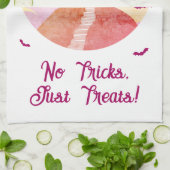 No Tricks Just Treat 不気味 Castle Halloween キッチンタオル (折り畳み)