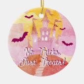 No Tricks Just Treat 不気味 Castle Halloween セラミックオーナメント (正面)
