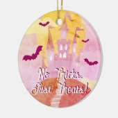 No Tricks Just Treat 不気味 Castle Halloween セラミックオーナメント (左)