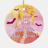 No Tricks Just Treat 不気味 Castle Halloween セラミックオーナメント (裏面)