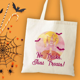 No Tricks Just Treat 不気味 Castle Halloween トートバッグ