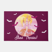 No Tricks Just Treat 不気味 Castle Halloween ドアマット (正面)