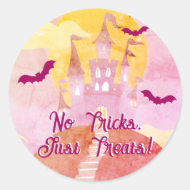 No Tricks Just Treat 不気味 Castle Halloween ラウンドシール