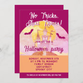No Tricks Just Treat 不気味 Castle Halloween 招待状 (正面/裏面)