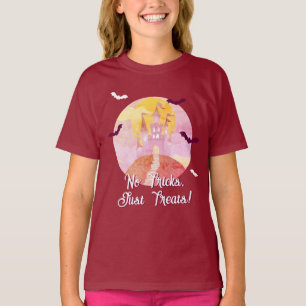 No Tricks Just Treat 不気味 Castle Halloween Tシャツ
