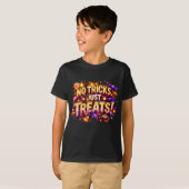 NO TRICKS, JUST TREATS! ハロウィンのポップスターアート Tシャツ (正面フル)