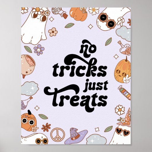 No Tricks Just Treats Ghost Halloween Birthday ポスター (正面)