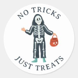 No Tricks Just Treats Halloween | Cute Skeleton ラウンドシール