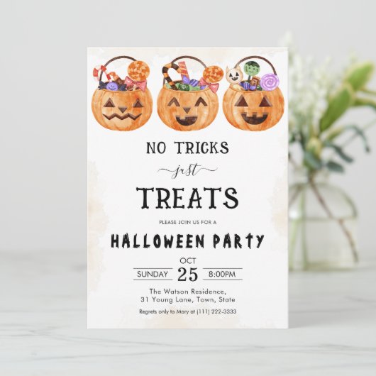 No tricks just treats  spooky Halloween party 招待状 (スタンド正面)