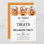 No tricks just treats  spooky Halloween party 招待状 (正面/裏面)