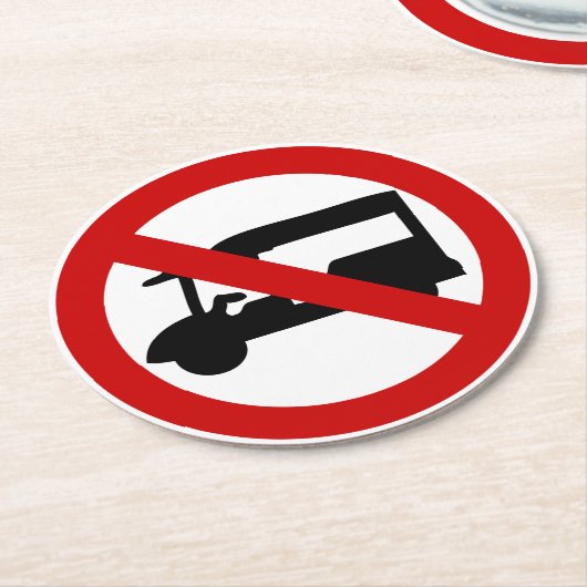 NO Tuk-Tukタクシー⚠タイの道路標識⚠ ラウンドペーパーコースター (アングル)