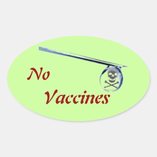 「No Vaccine」オーバルウィンドウのシール 楕円形シール (正面)