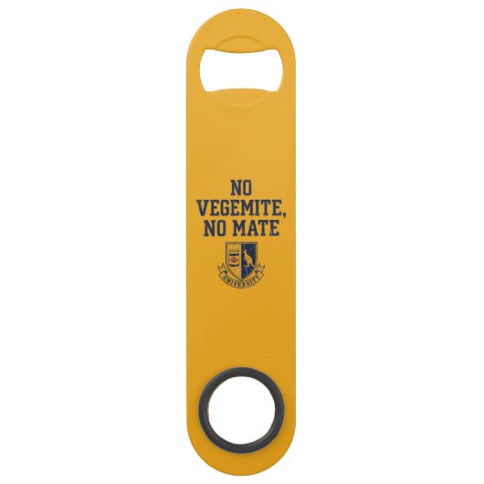 NO VEGEMITE, NO MATE Vintage University Crest スピード栓抜き (正面)