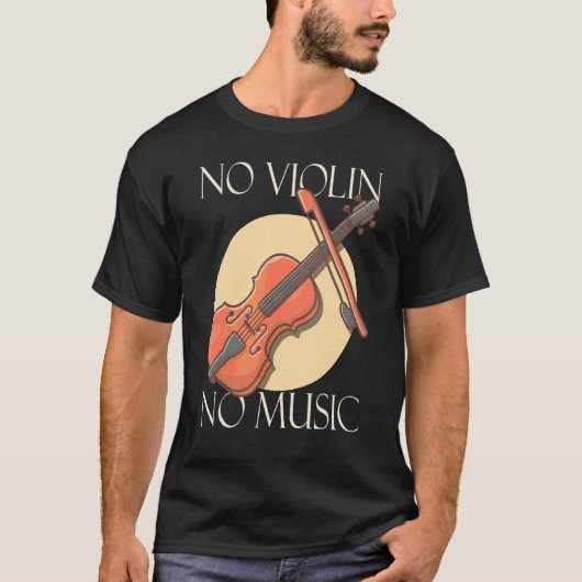 No Violin No Musicオーケストラミュージシャン1 Tシャツ (正面)