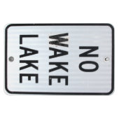 「No Wake Lake」の看板 マグネット (横)