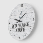 No Wake Zoneクラックウッド+いかり 航海の ラージ壁時計 (傾斜)