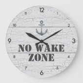 No Wake Zoneクラックウッド+いかり 航海の ラージ壁時計 (正面)