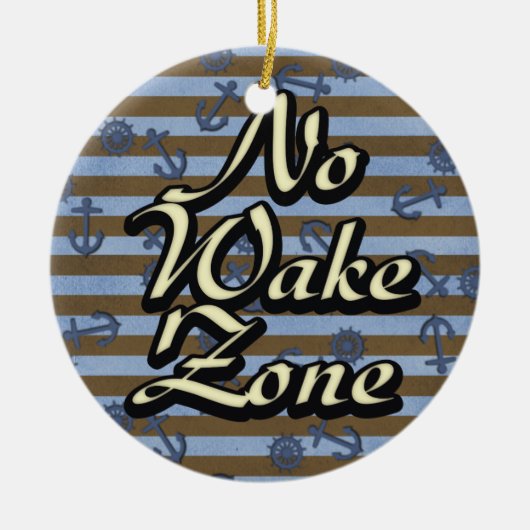 No Wake Zone船舶航海のいかりと車輪 セラミックオーナメント (正面)