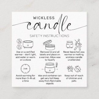 No Wick Flameless Candle Care Elegant Thank You スクエア名刺
