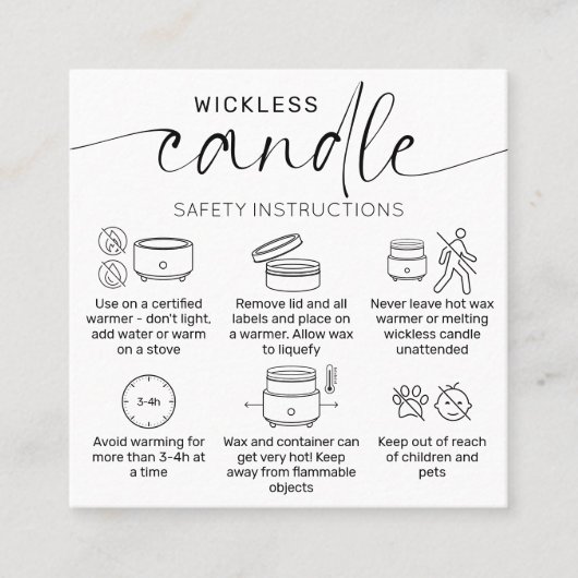 No Wick Flameless Candle Care Elegant Thank You スクエア名刺 (正面)