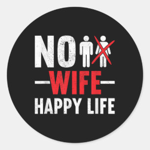 No Wife Happy Life Wids新郎新婦の結婚歌 ラウンドシール