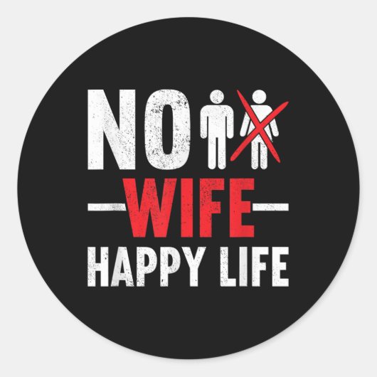 No Wife Happy Life Wids新郎新婦の結婚歌 ラウンドシール (正面)