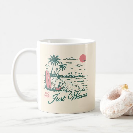 No Wifi Just Waves コーヒーマグカップ (ドーナツ)