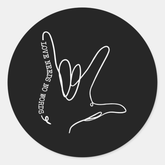 No Word Asl自閉症の意識を広める先生 ラウンドシール (正面)