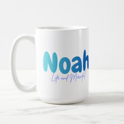 Noah Name Gift - Life and Merciful - Personalized コーヒーマグカップ (左)