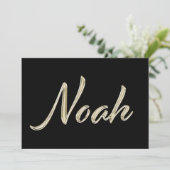 Noah Name white gold Handwriting Karte カード (スタンド正面)