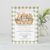 Noah’s Ark Baby Shower Sage Green 招待状 (スタンド正面)